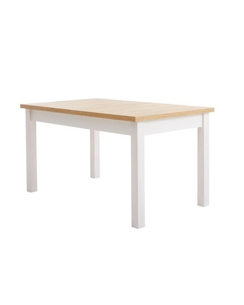 طاولة طعام MARKSKEL - أبعاد 90×150/193 سم، أبيض / بلوط