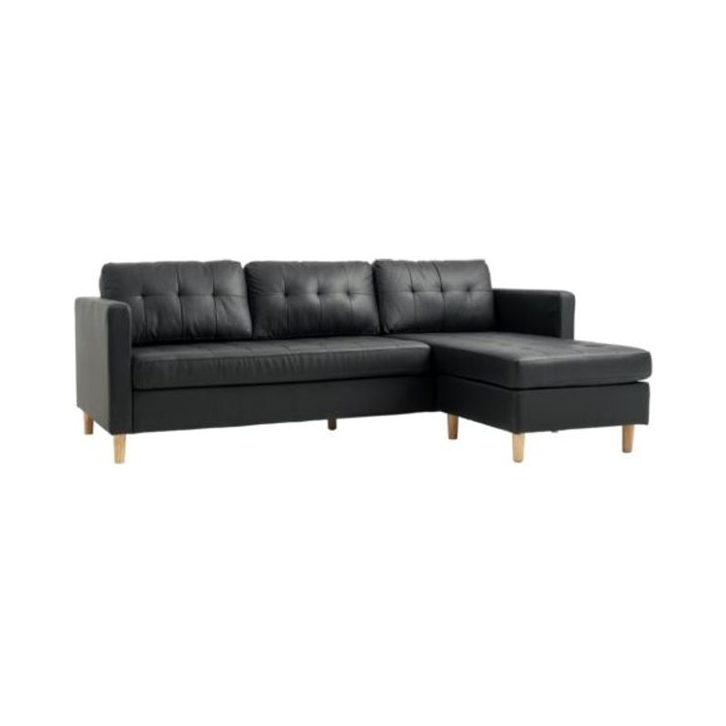 Sofa FALSLEV chaise longue black faux leather
