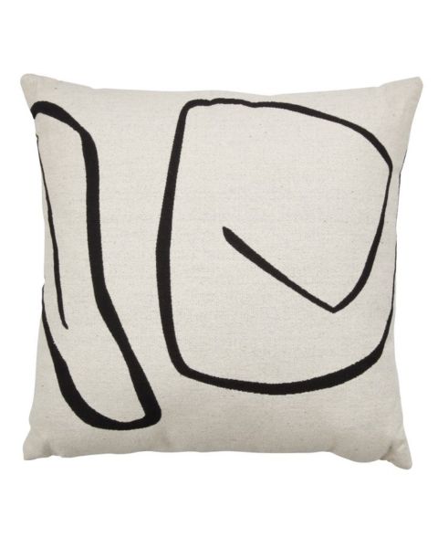 وسادة HVITVEIS - مقاس 45×45 أبيض مائل إلى أصفر/أسود