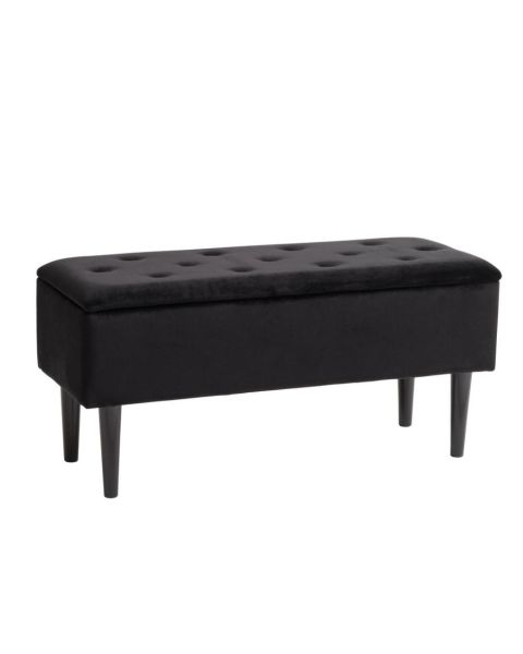 مقعد طويل BADSTED بمساحة تخزين - نسيج مخملي أسود/أسود