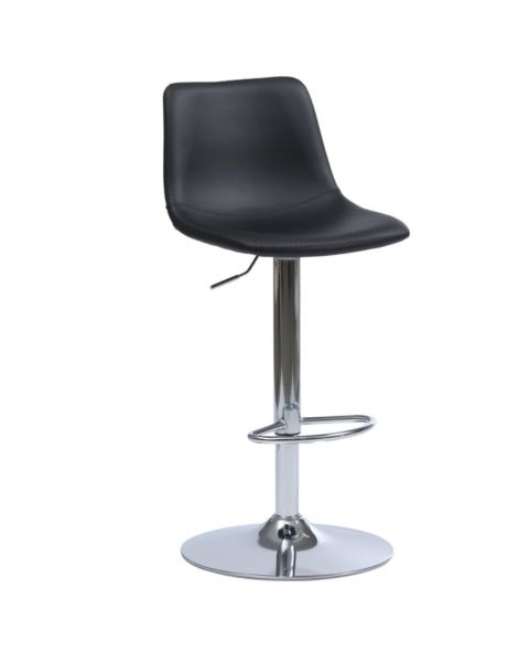 كرسي عالي BROAGER بدون مسند - جلد اصطناعي أسود/فضي كروم