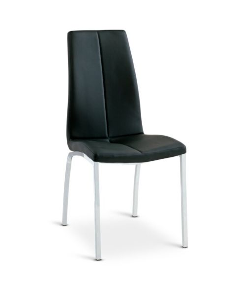 كرسي طعام HAVNDAL - جلد اصطناعي أسود/فضي كروم
