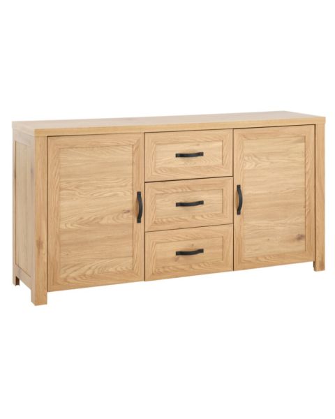 خزانة بوفيه JUNGEN ببابين و3 أدراج - لون خشب البلوط الزاهي