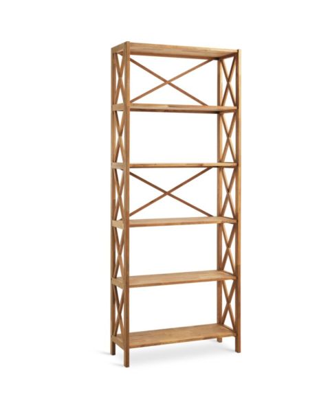 وحدة أرفف JANNERUP عريضة - 6 أرفف، خشب بلوط طبيعي