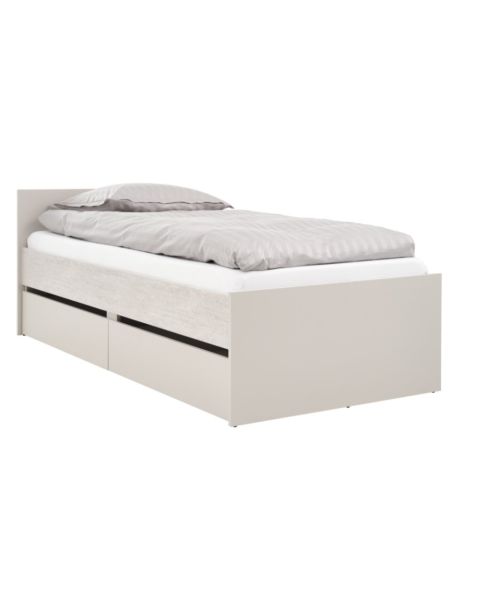 إطار سرير  BILLUND بمساحة تخزين - مقاس 90×200، لون حجر الترڤرتين/بيج