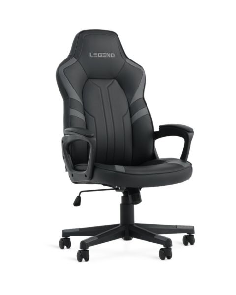 كرسي ألعاب FJELSTED - جلد اصطناعي أسود/رمادي