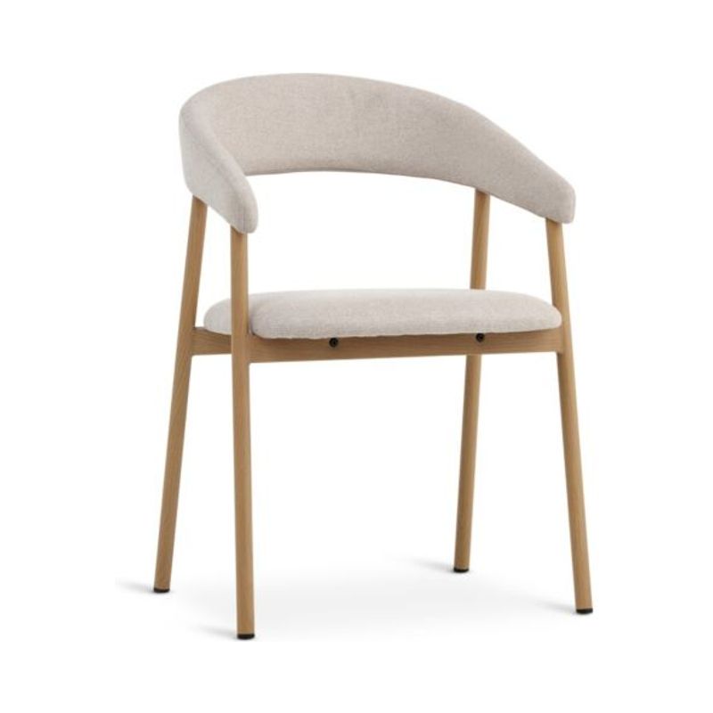 Dining chair EJSING beige fabric/oak colour