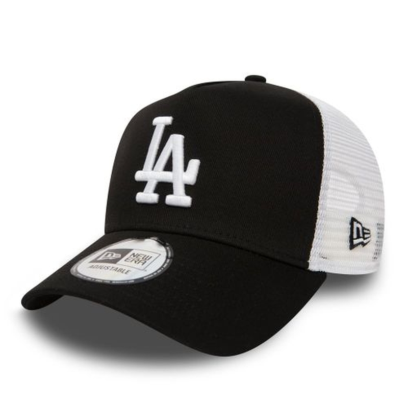 NEW ERA LA DODGERS CLEAN BLACK A-FRAME TRUCKER CAP