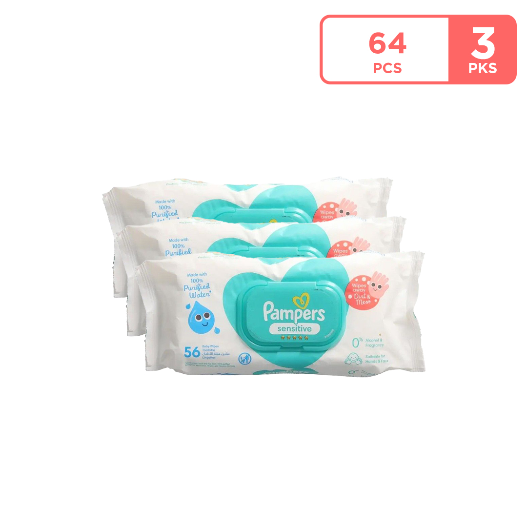 Pampers Sensitive Protect Baby Wipes 56s * 3 PCS