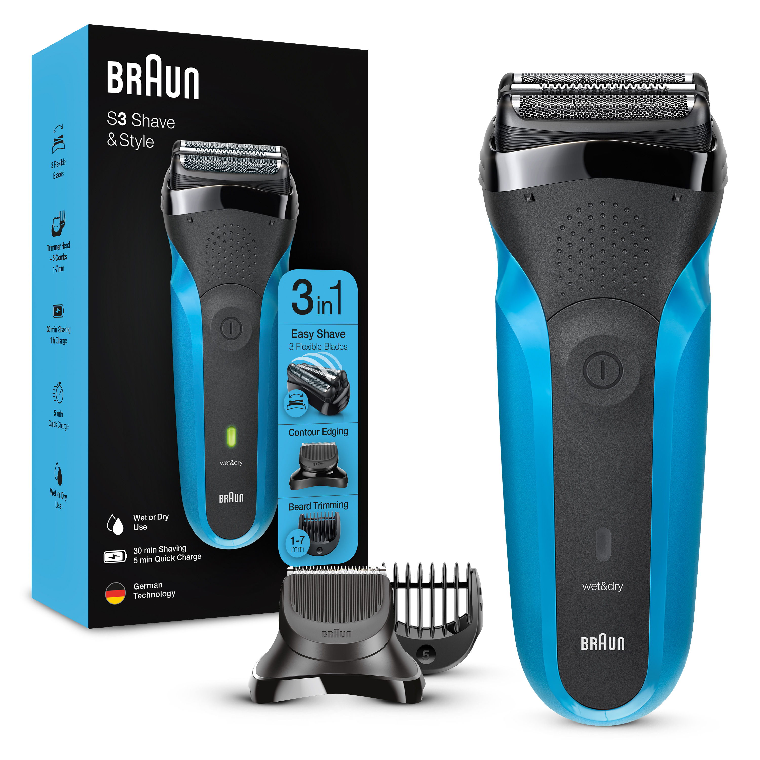 Braun Series 3 310 BT Electric Shaver, TRIMMER & EDGER