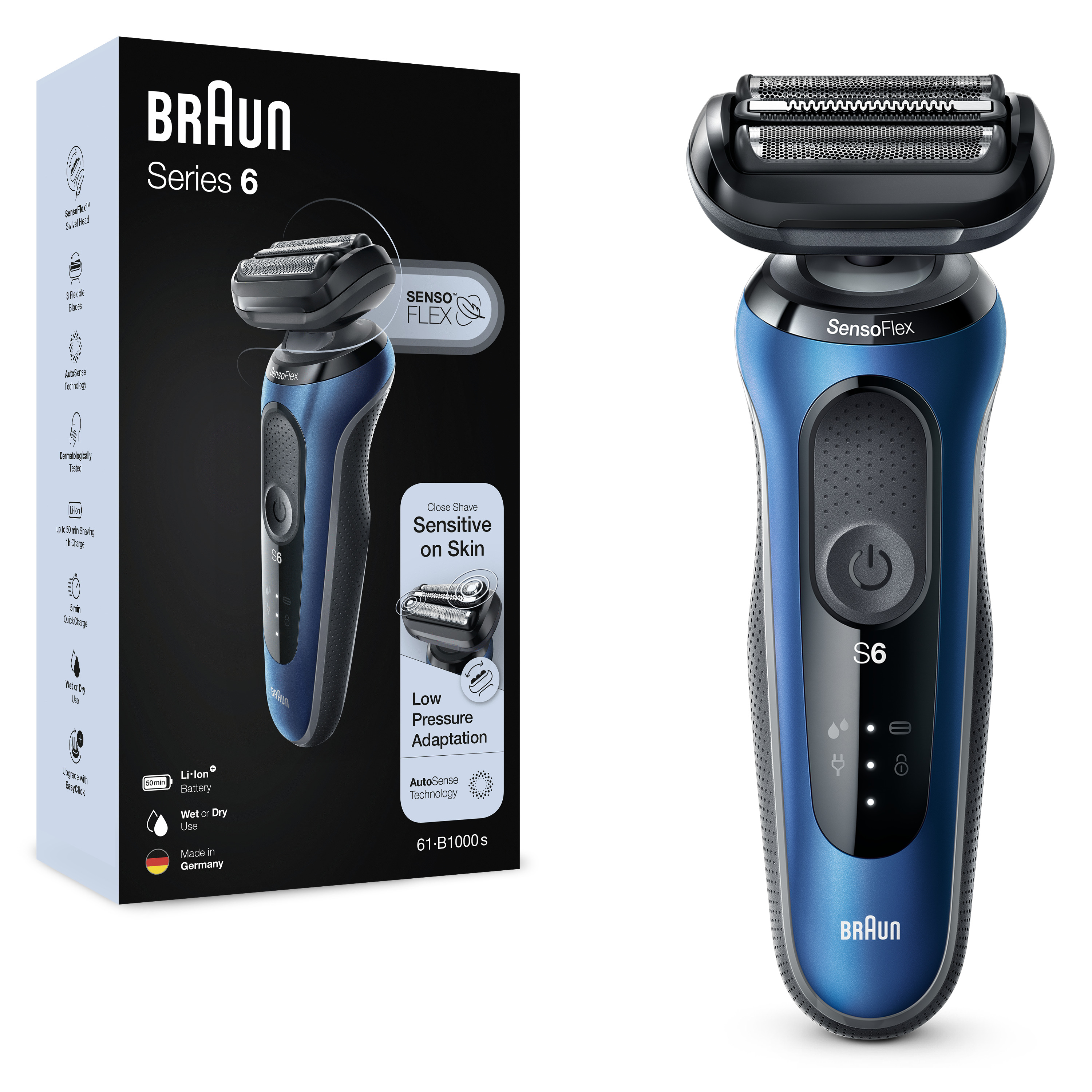 Braun Series 6 Wet & Dry Shaver With Travel Case Blue