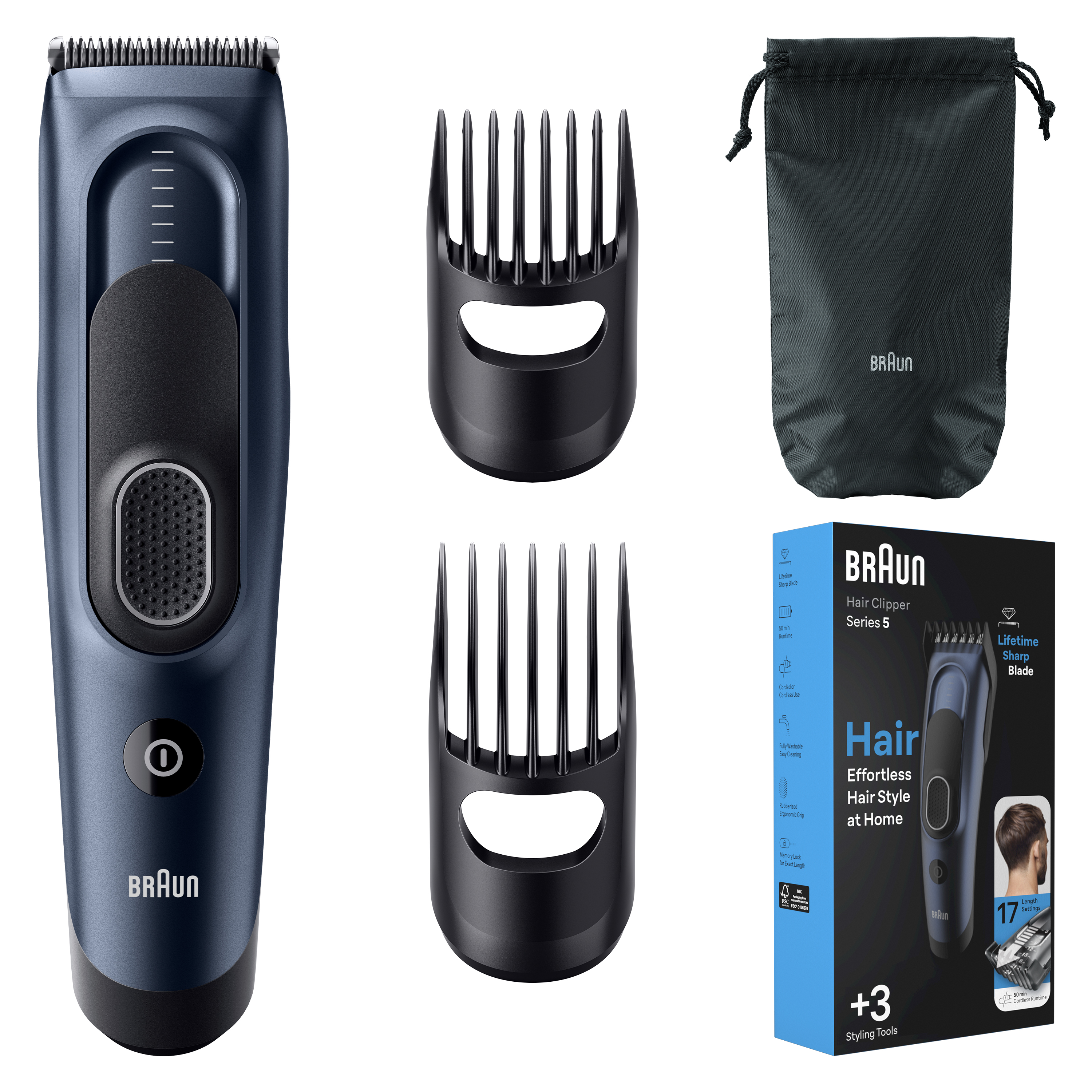 Braun Hair Clippers Series 5 5350, Hair Clippers for Men with 17 Length Settings