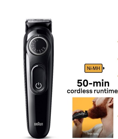 Braun Beard Trimmer Series 3 3410, Trimmer For Men with Styling Tools