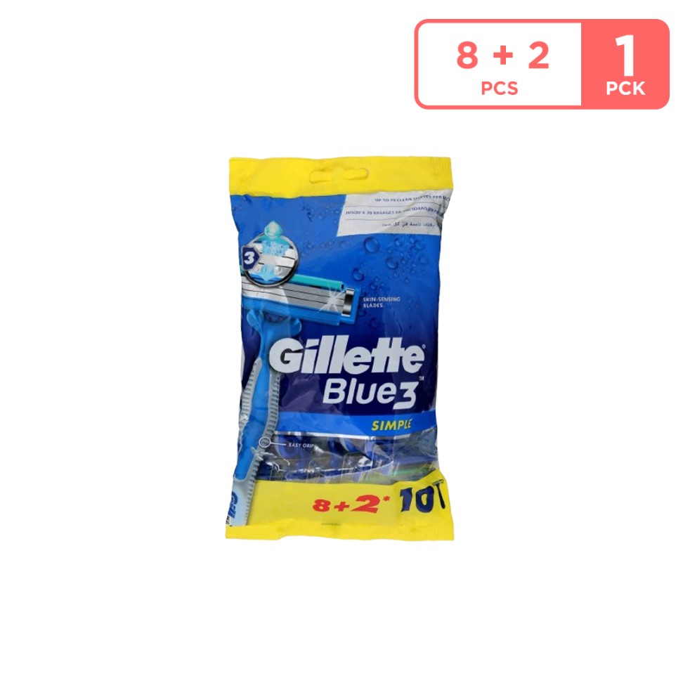 Gillette Blue 3 Simple Razor For Men 8+2 Free