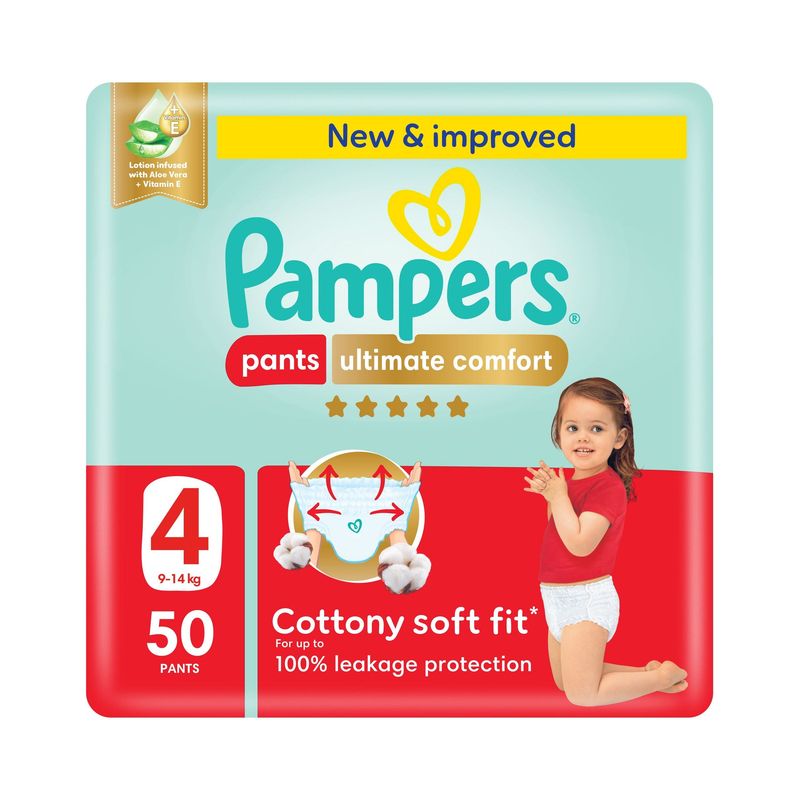 Pampers Ultimate Comfort Pants Diapers, Size 4, 9-14kg,Super Saving Pack, 100 Count