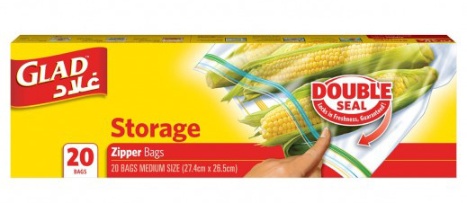 Glad Zipper Storage Bags Size 27.4cm x 26.5cm 20pcs