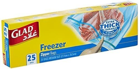 Glad Freezer Zipper 25 Bags 27.4 cm x 26.5 cm