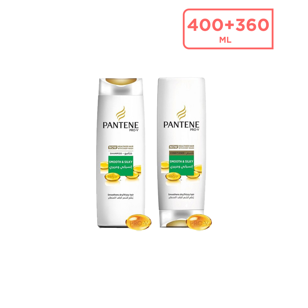 Pantene Smooth & Silky Shampoo 400 ml + Conditioner 360 ml