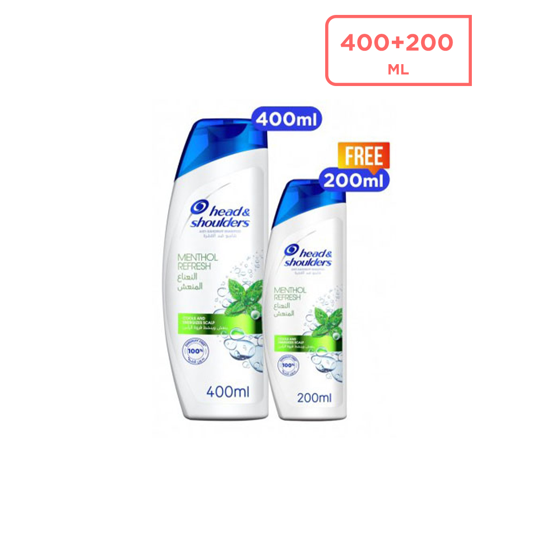 Head & Shoulders Menthol Shampoo 400 ML+ 200 ML Free