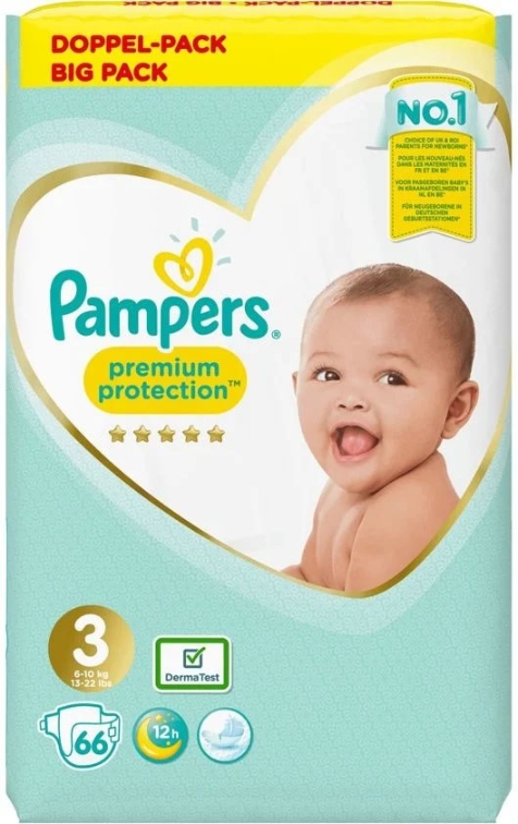 Pampers Premium Protection Diapers Size 3 (6-10 Kg) Jumbo Pack 66 Pieces