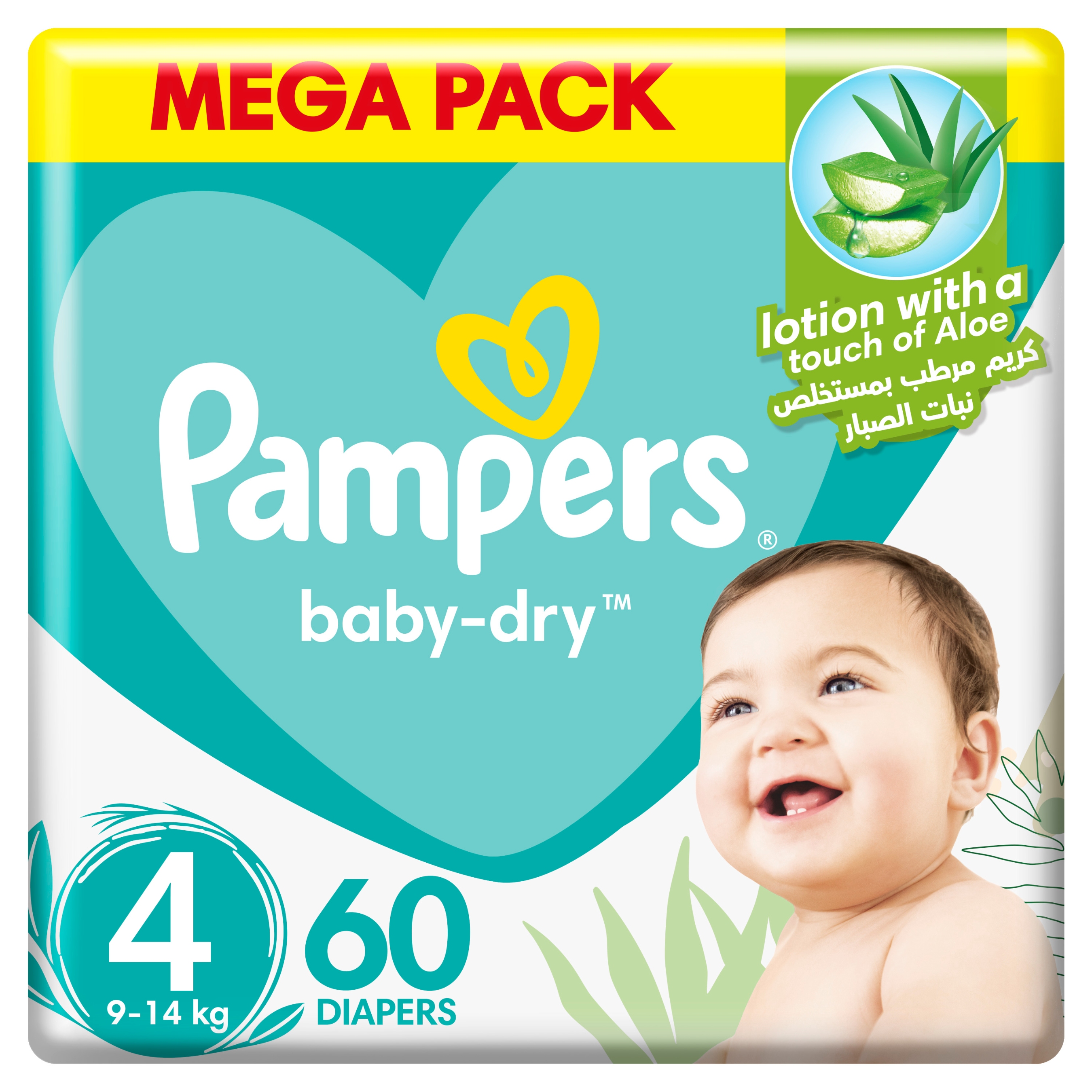 Pampers Active Baby Dry Diapers, Size 4, Maxi, 9-14 kg, Jumbo Pack, 60 Pieces