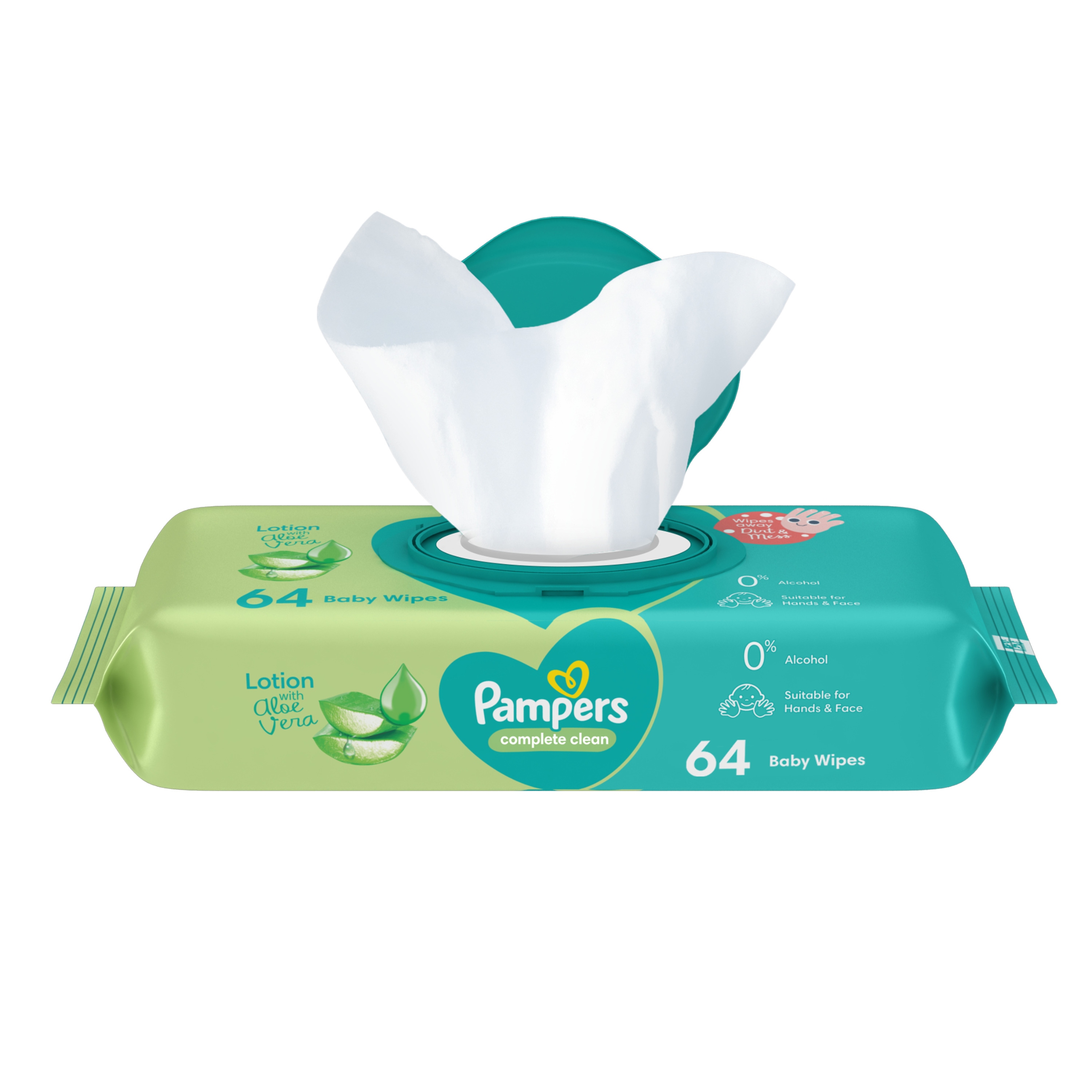 Pampers Complete Clean Baby Wipes With Aloe Vera Lotion - 64 Wipes