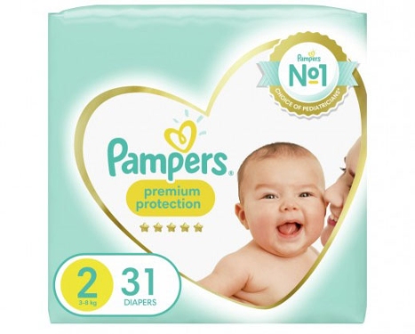 Pampers Premium Protection Diapers Size 2 ( 3-8 kg ) - 31 Diapers