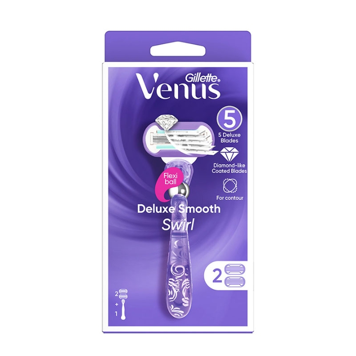 Gillette Venus Deluxe Smooth Swirl Razor Handle + 2 Blades