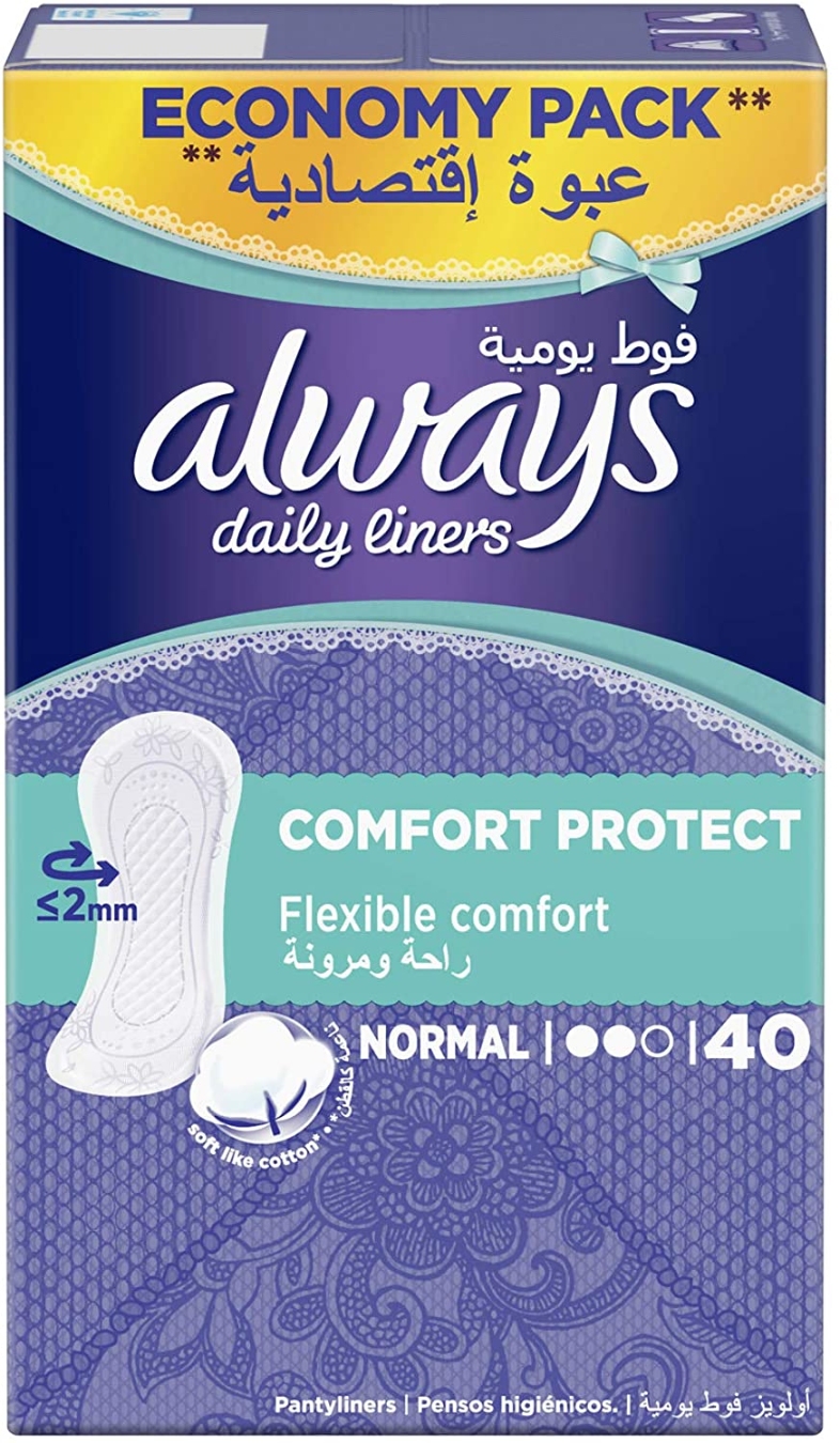 Always Panty Liners Comfort Protect Flexible Comfort Normal 40 Pieces