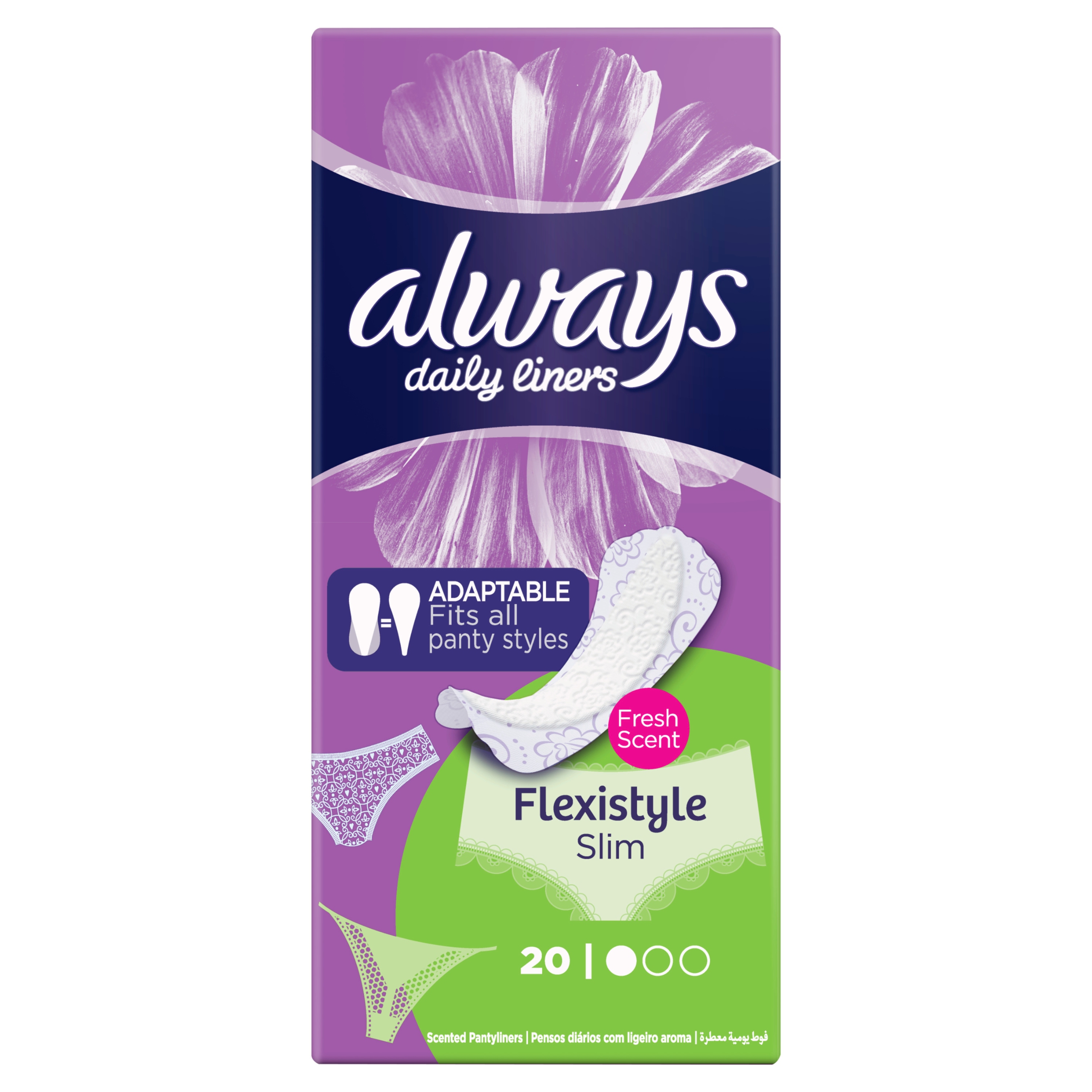 Always Panty Liners Multiform Protect Fresh Scent Normal 20 Pieces