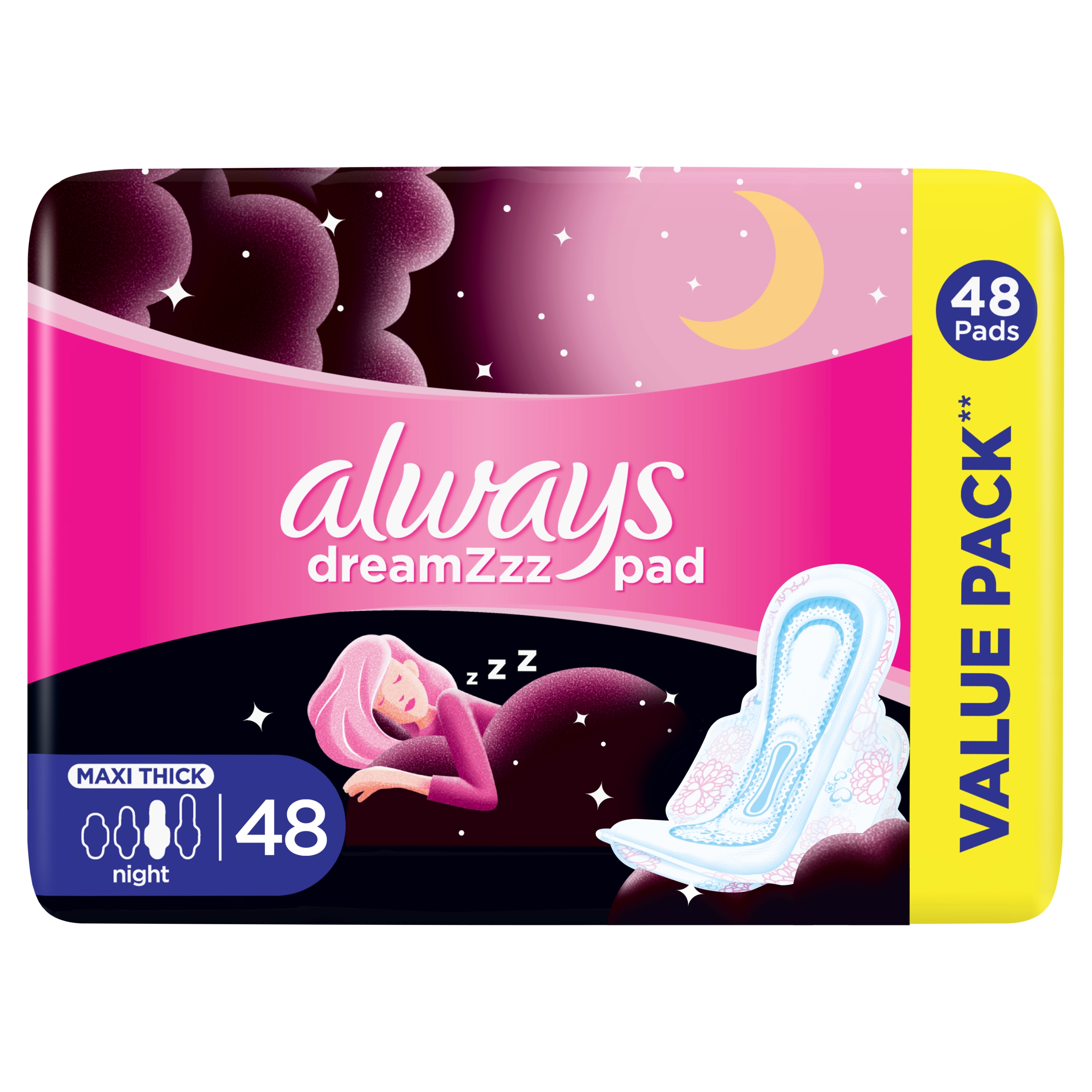 Always Cotton Soft Maxi Thick Night Pads 48 Pieces