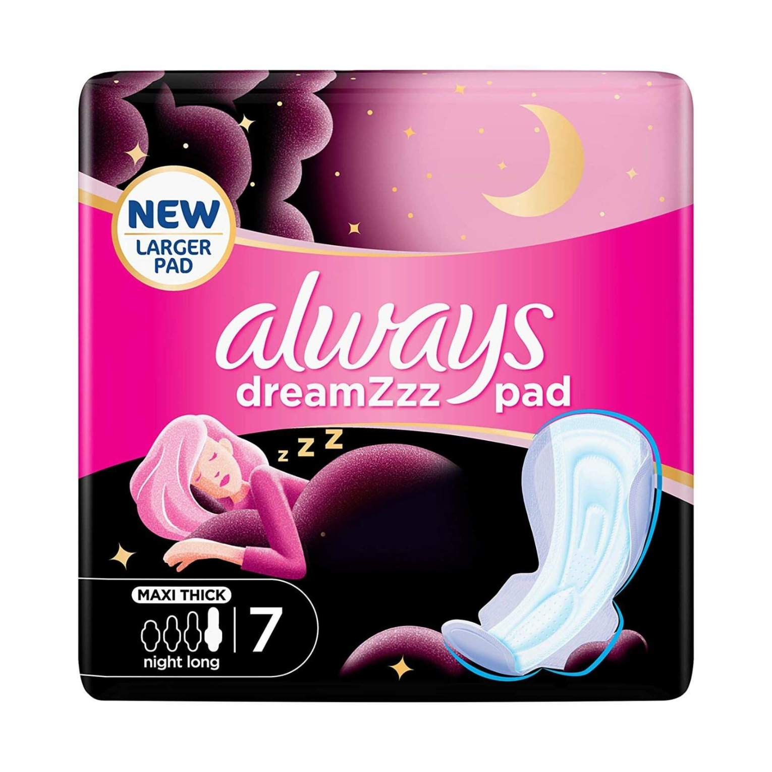 Always dreamzzz Clean & Dry Maxi Thick Night Long Pads 7 Pieces