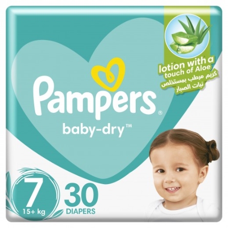 Pampers Baby Dry Diapers with Aloe Vera Lotion Size 7 (15+ kg) 30 Diapers