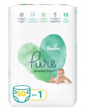 Pampers Pure protection Diapers Size 1 (2-5 Kg) 50 Pieces