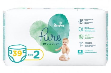 Pampers Pure protection Diapers Size 2 (4-8 Kg) 39 Pieces