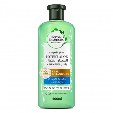 Herbal Essences Hair Strengthening Sulfate Free Potent Aloe Vera + Bamboo Natural Conditioner for Dry Hair, 400 ml