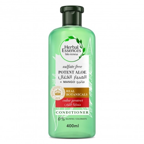 Herbal Essences Color Protect Sulfate Free Potent Aloe Vera + Mango Natural Conditioner for Dry Hair, 400 ml