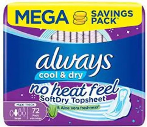 Always Clean & Dry Maxi Thick Large Wings Pads 72 Pieces