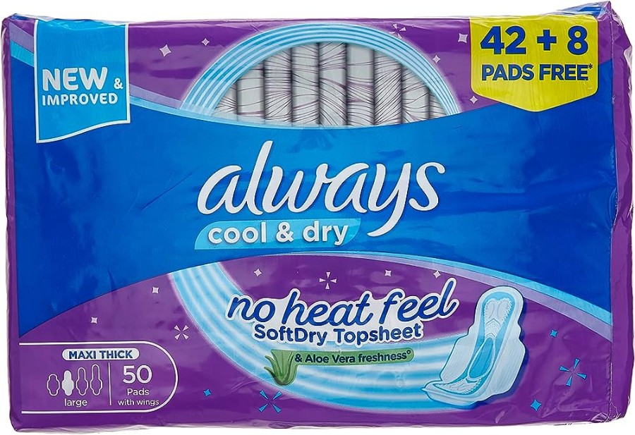 Always Clean & Dry Maxi Thick Large Wings Pads 50 Pieces