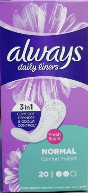 Always Panty Liners Comfort Protect Fresh Scent Normal 20 Pieces