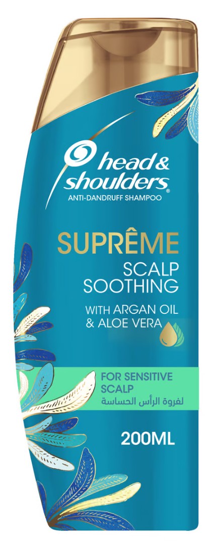 Head & Shoulders Supreme Anti-Dandruff Shampoo With Argan Oil And Aloe Vera For Sensitive Scalp Soothing 200Ml