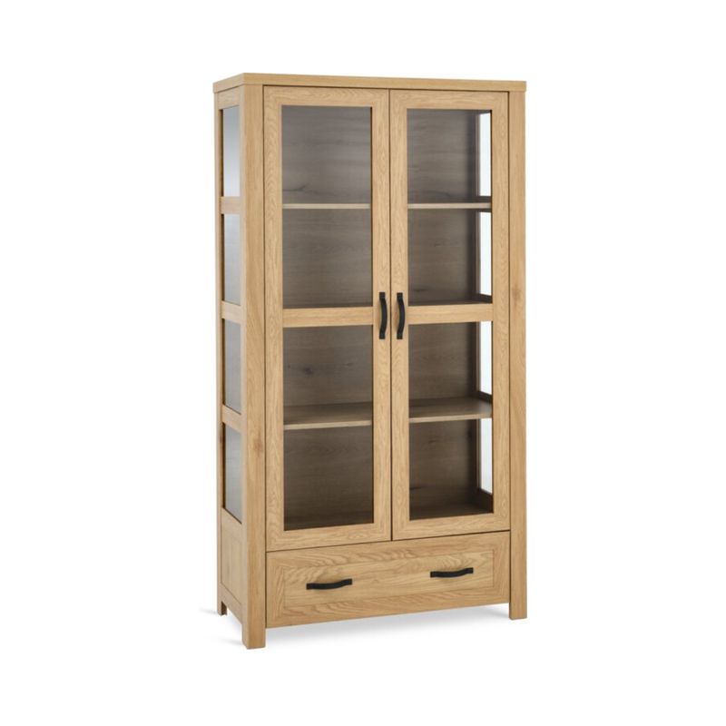Display cabinet JUNGEN 2 doors 1 drawer warm oak colour