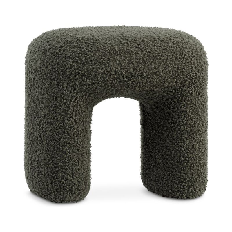 Pouffe ANDST 46x38 olive green teddy fabric