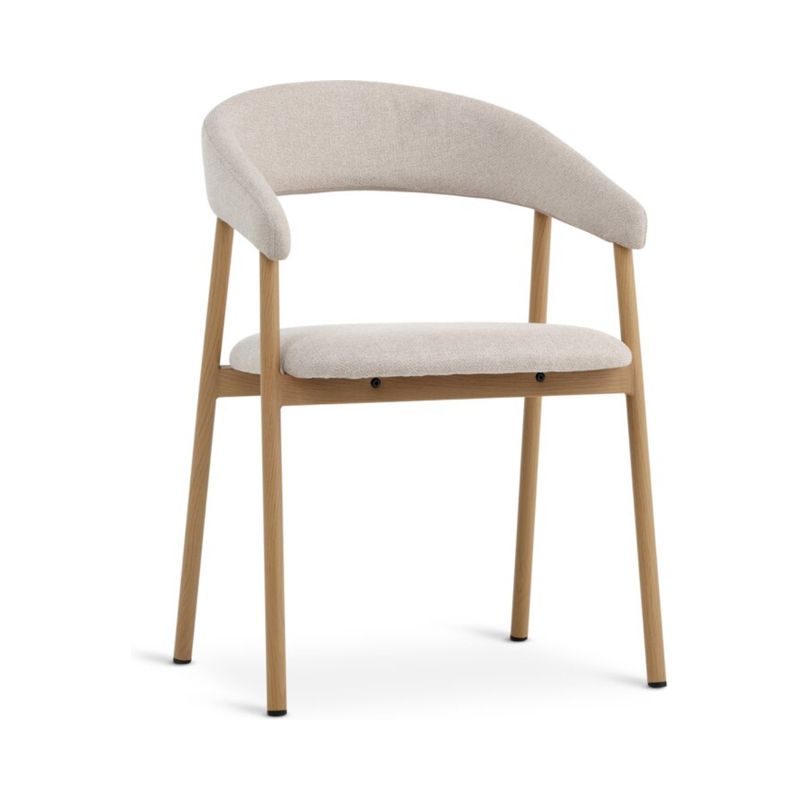 Dining chair EJSING beige fabric/oak colour
