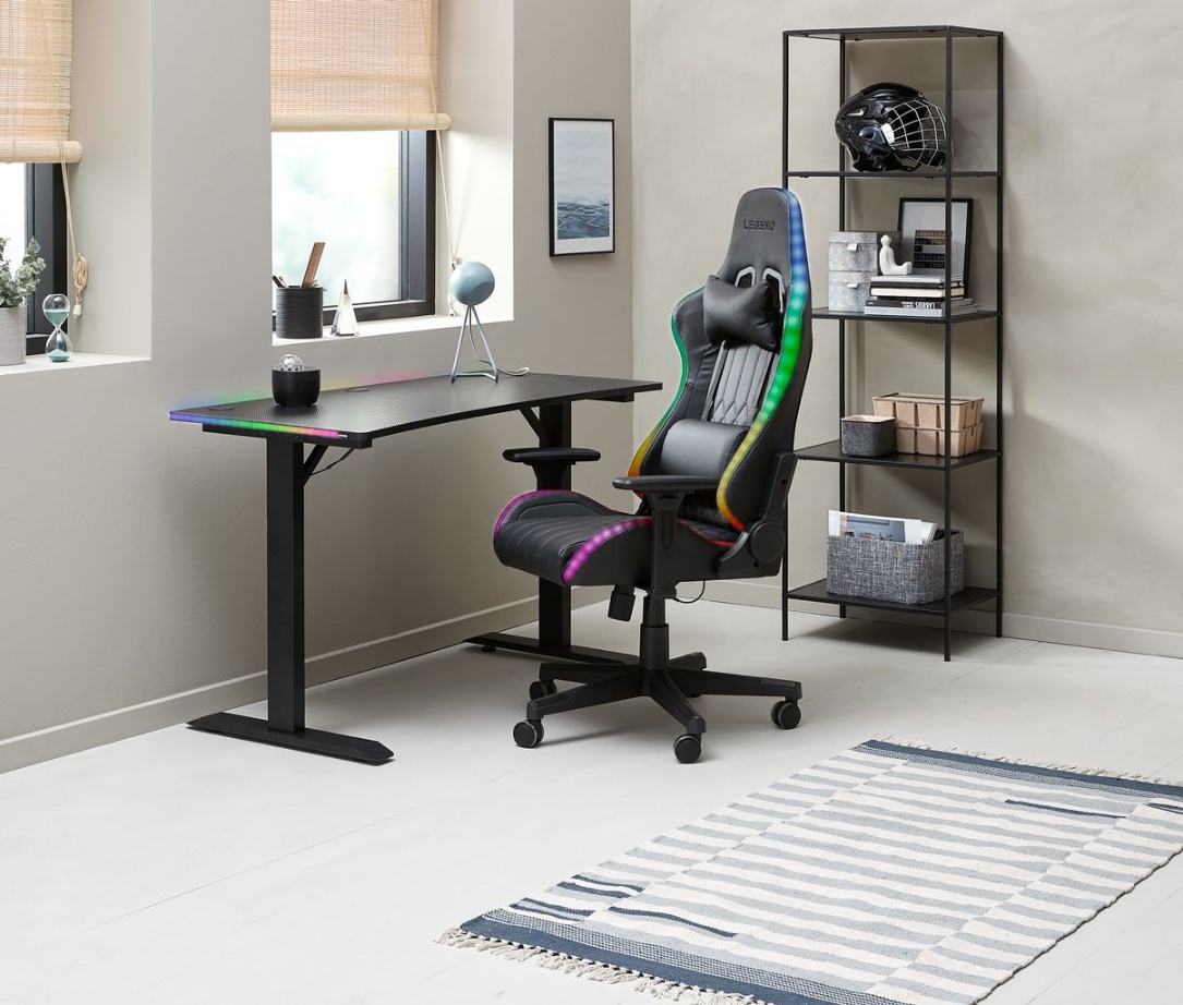 Gaming chair RANUM with LED black