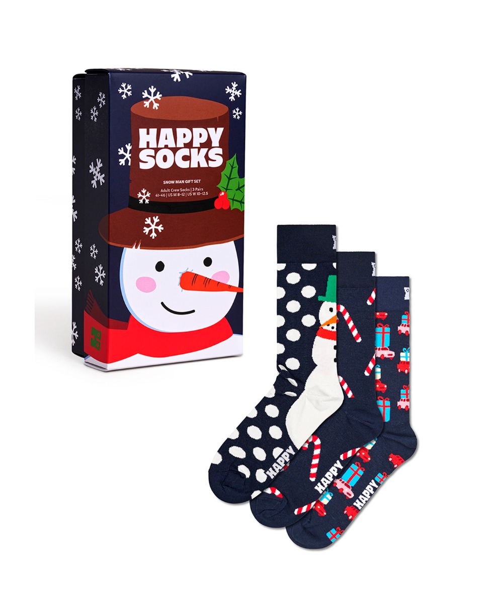 HAPPY SOCKS UNISEX 3-PACK HOLIDAY NAVY SOCKS GIFT SET