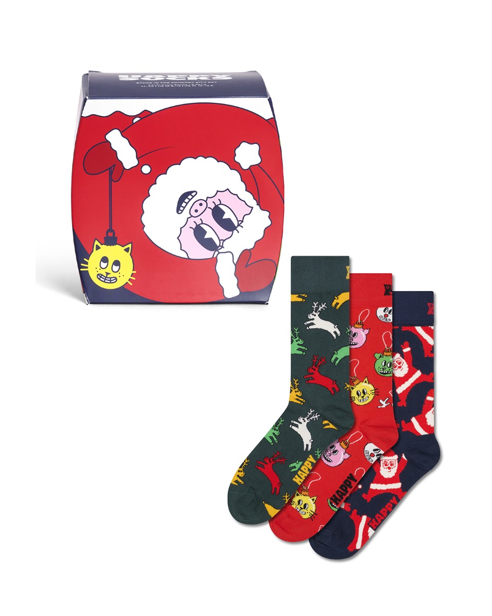 HAPPY SOCKS UNISEX 3-PACK STUCK IN THE CHIMNEY SOCKS GIFT SET