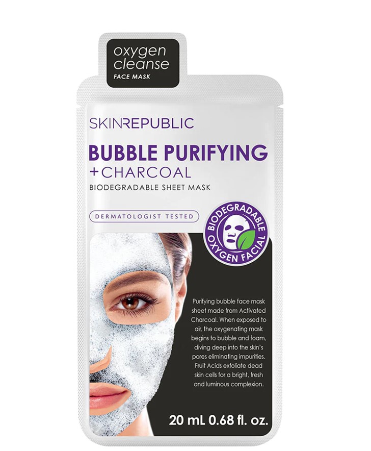 Skin Republic Bubble Purifying + Charcoal face Mask Sheet 20ml