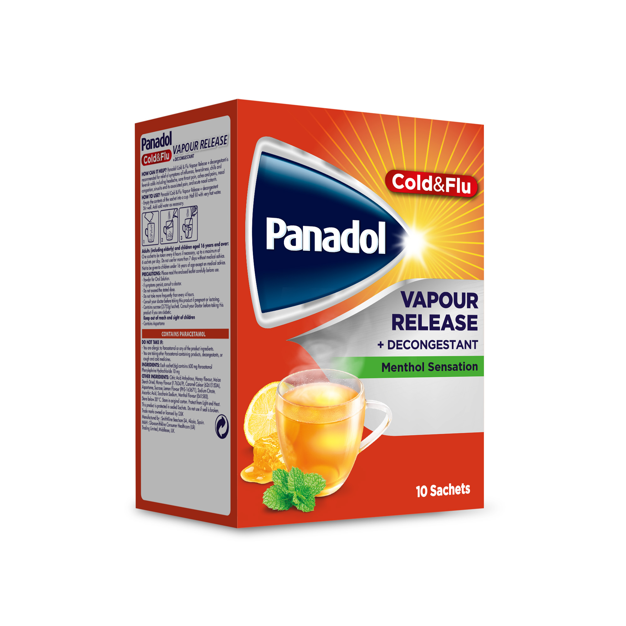 Panadol Cold & Flu Vapour Release 10 Sachetets