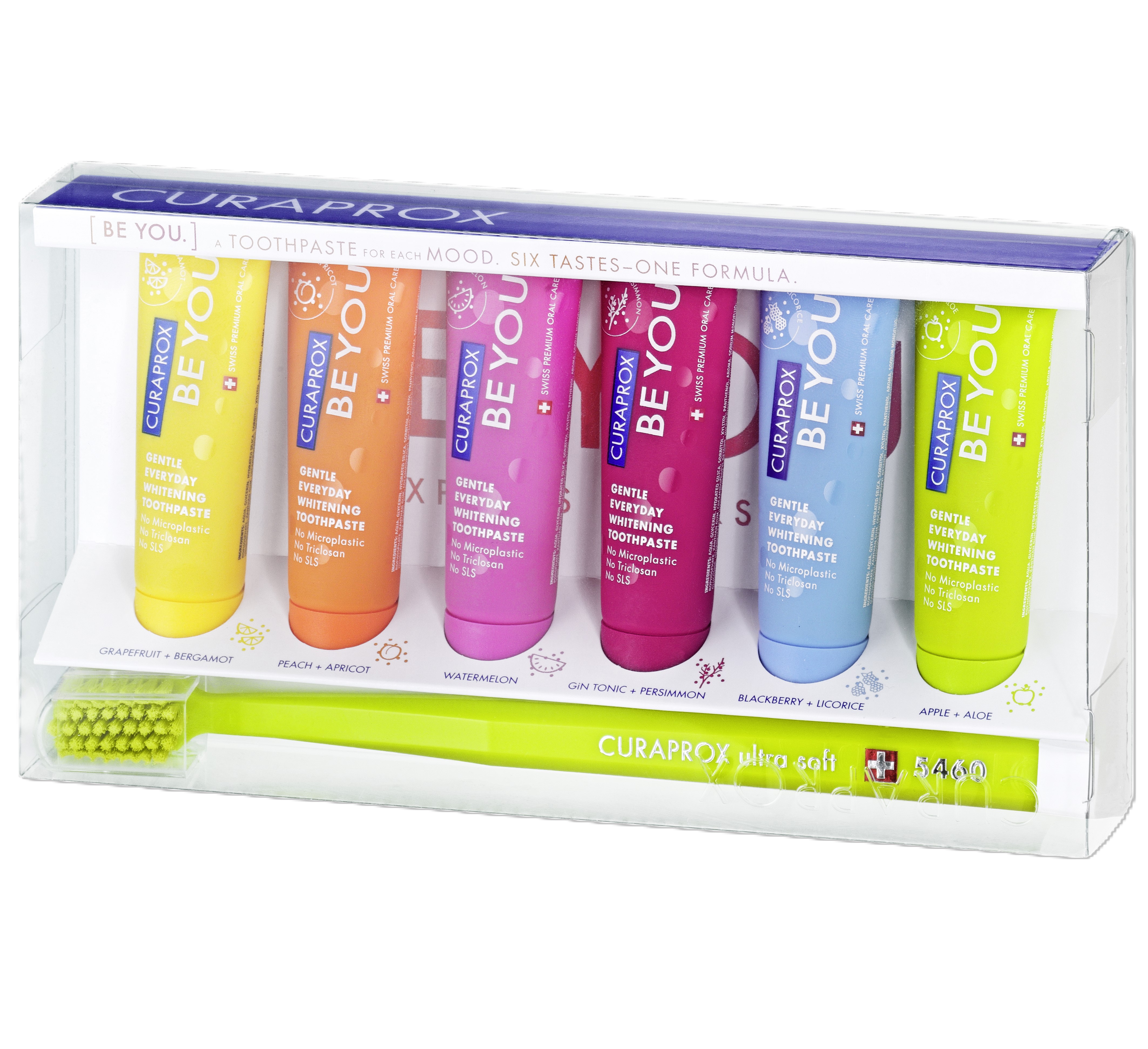 Curaprox Be You Toothpaste Mix Set 6x10ml + Toothbrush